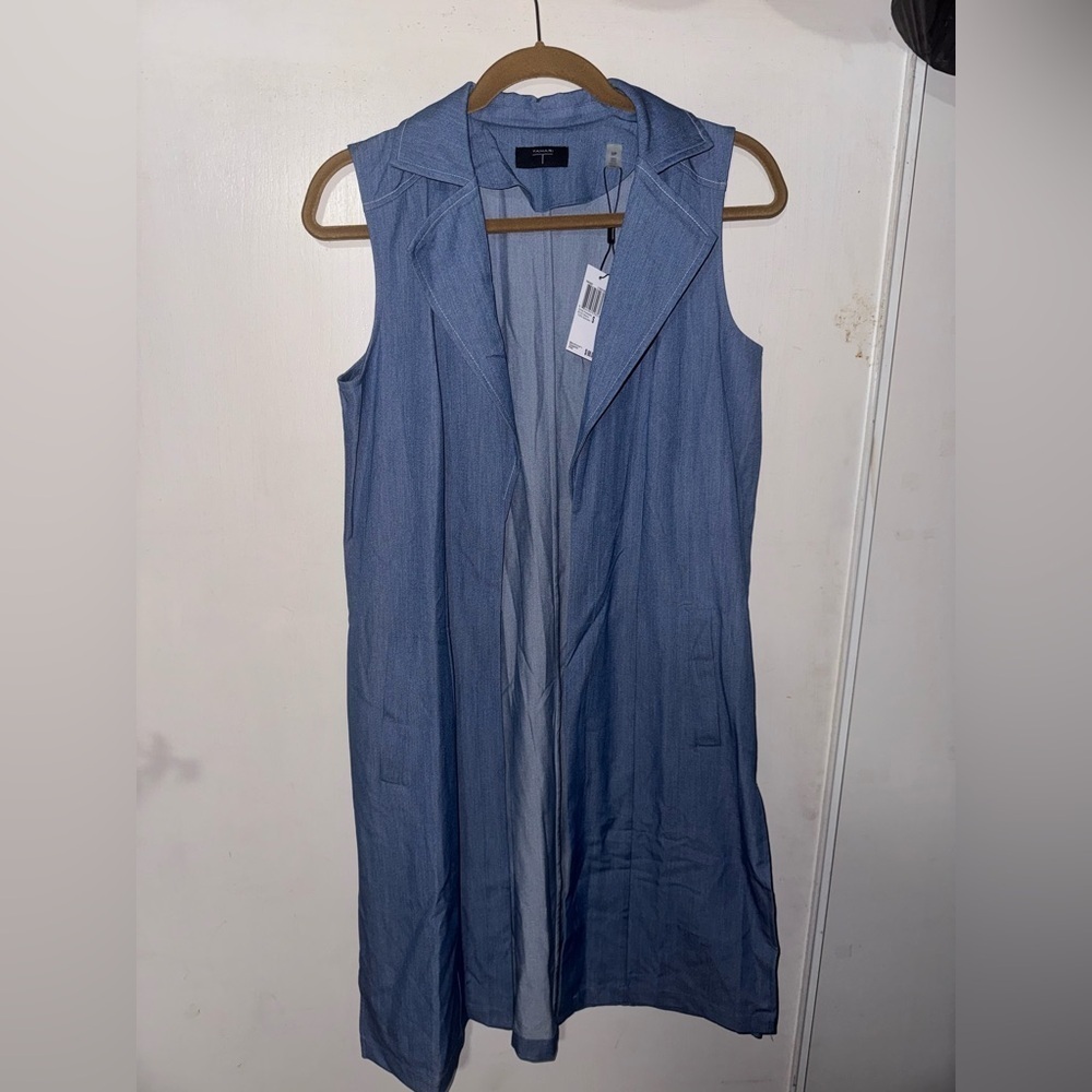 Tahari Light Wash Denim Vest
